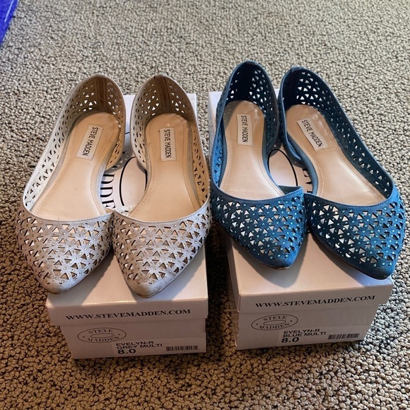 Bundle of 2 Pairs of Steve Madden Evelyn Flats Size 8 in EUC - Picture 1 of 6